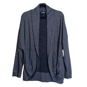 TOMMY HILFIGER Athluxe Blue Silver Shimmer Thin Stripe Open CardigaS Shawl